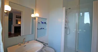 Domaine de Gensignac à Séreilhac en Haute-Vienne (Nouvelle Aquitaine)- salle d'eau de la chambre bleue canard_41