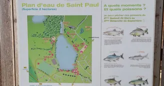 Parcours pêche en famille au plan d'eau de Saint Paul en Limousin près de Limoges et Saint Léonard de Noblat