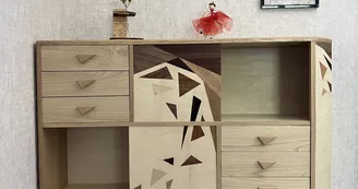 Meuble de rangement avec marqueterie - Songes d'ébène